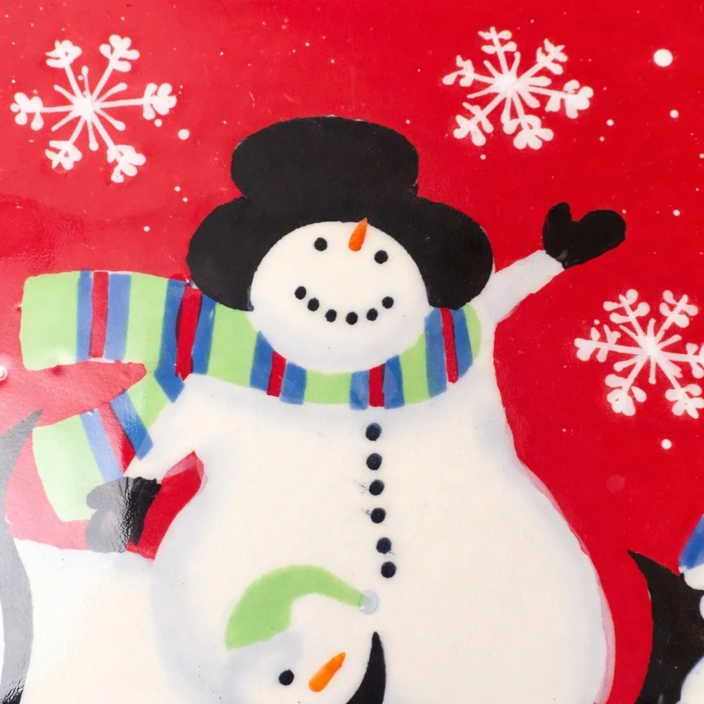 St Nicholas Square 10” Christmas Pie Plate Snowman Penguin Holiday Dish